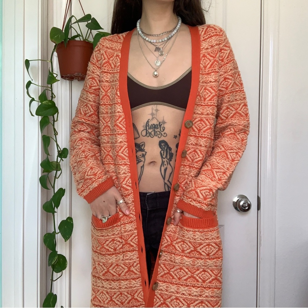 ORANGE ANTHROPOLOGIE CARDIGAN